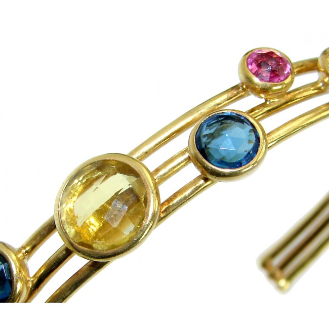 Luxury Paradise simulated Gemstones Gold over .925 Sterling Silver Bracelet