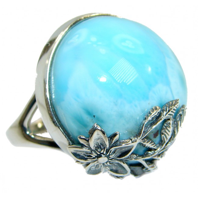 Pure Perfection Genuine Larimar .925 Sterling Silver handcrafted Ring s. 9