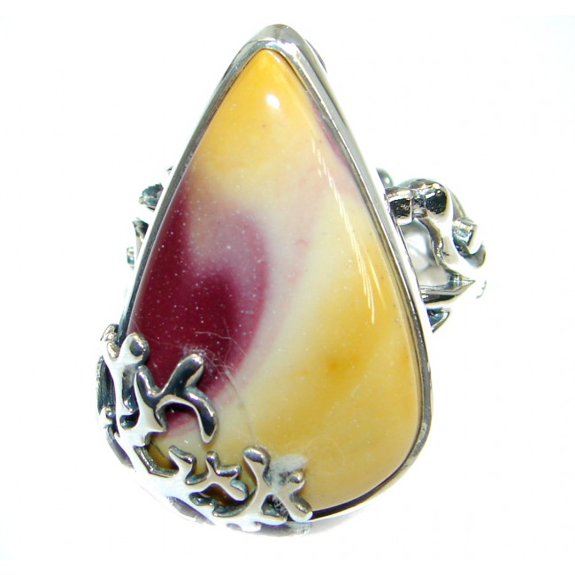 Flawless Australian Mookaite .925 Sterling Silver Statement Ring size 8 adjustable