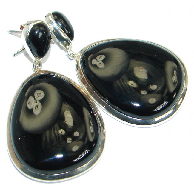 One in the world Onyx .925 Sterling Silver handmade stud earrings