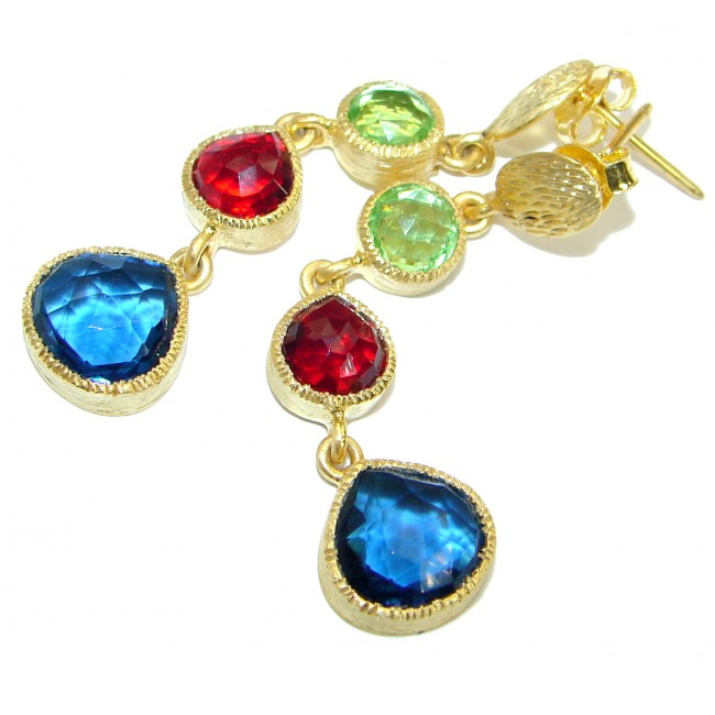 Luxury lab. gemstones .925 Sterling Silver handmade stud earrings