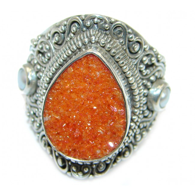 Sahara's Sand Druzy Agate .925 Silver handcrafted Ring s. 7