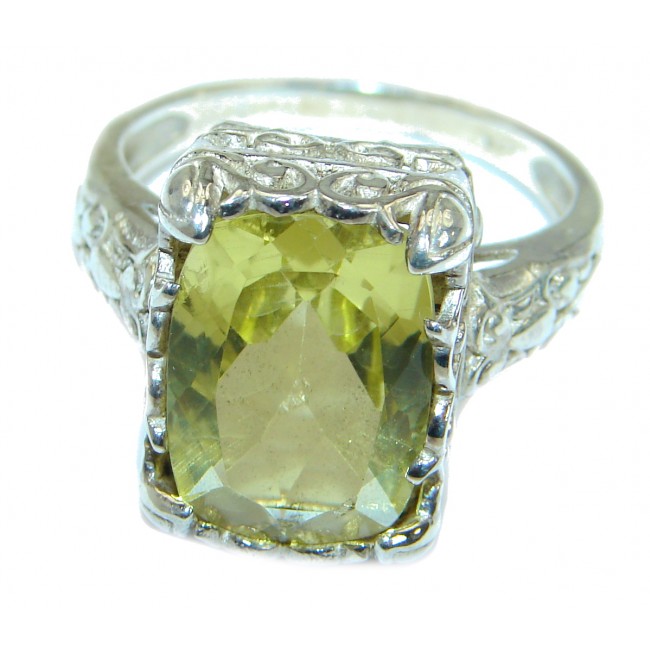 Genuine Citrine .925 Sterling Silver Cocktail Ring size 8 3/4