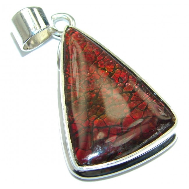 Authentic Beauty Canadian Ammolite .925 Sterling Silver handmade Pendant