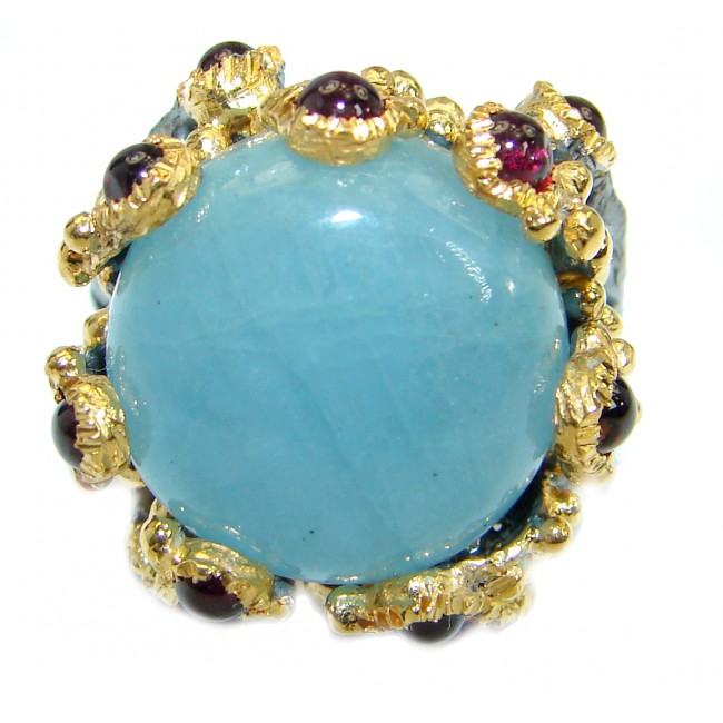 Passiom Fruit Natural 18.5 ct. Aquamarine Gold Plated over Sterling Silver Ring s. 7