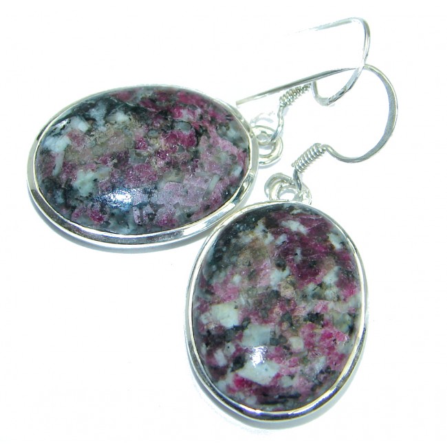 Excellent Green Russian Eudialyte .925 Sterling Silver handmade earrings