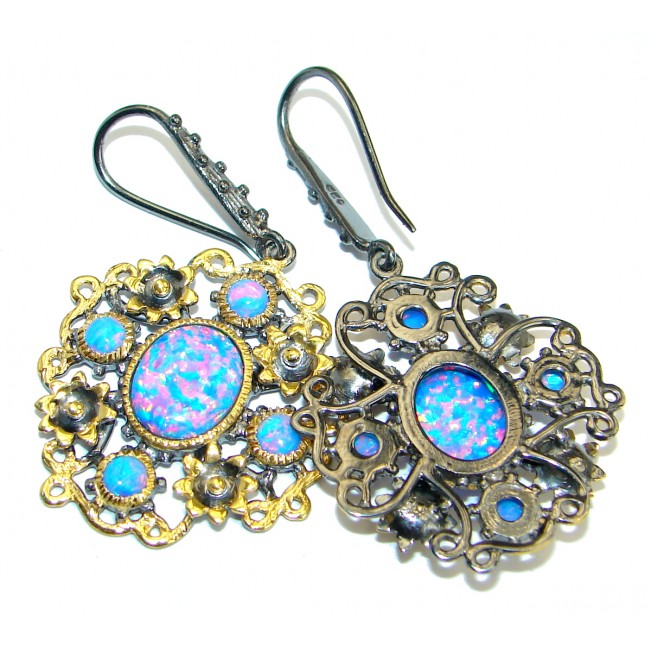Baroque Style Japanese Opal Gold over .925 Sterling Silver handmade earrings