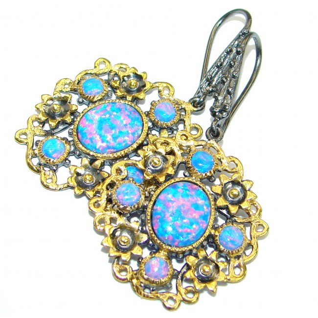 Baroque Style Japanese Opal Gold over .925 Sterling Silver handmade earrings