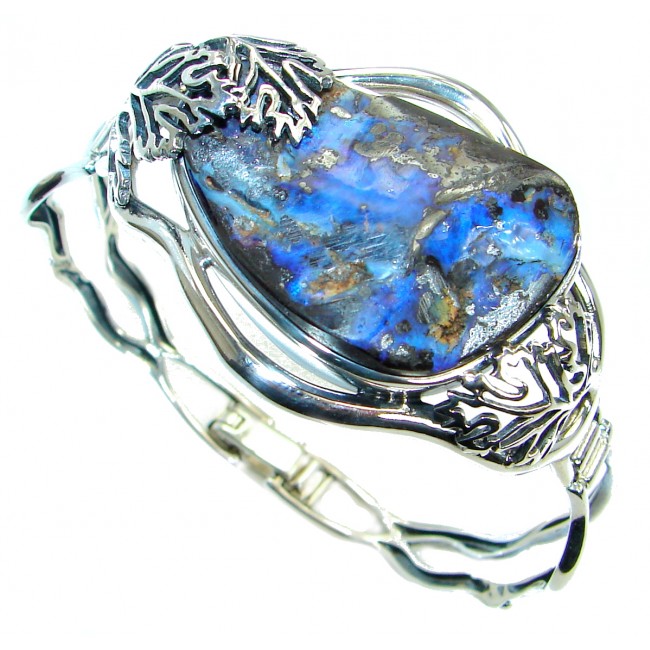 Nature Retrieve genuine Boulder Opal handmade .925 Sterling Silver handmade Bracelet
