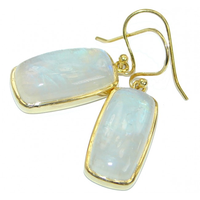 Excellent quality Rainbow Moonstone 18 ct. Gold over .925 Sterling Silver earrings
