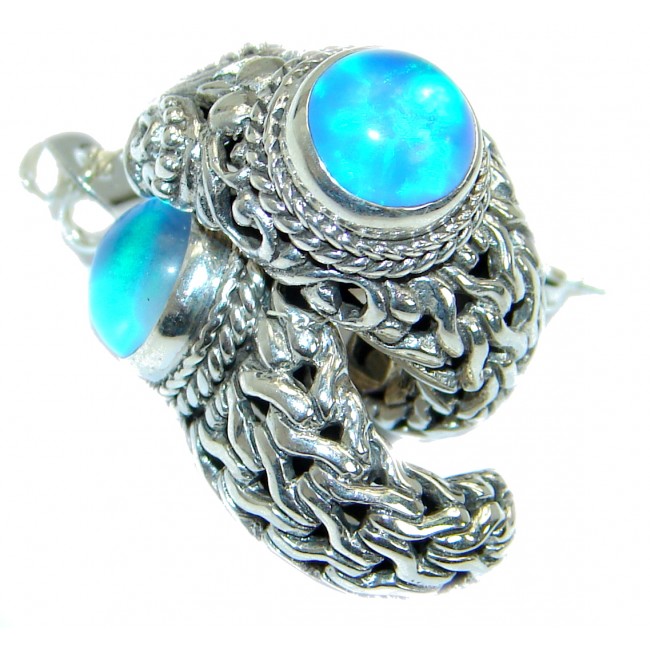 Amazing Aqua Topaz .925 Sterling Silver handmade stud earrings