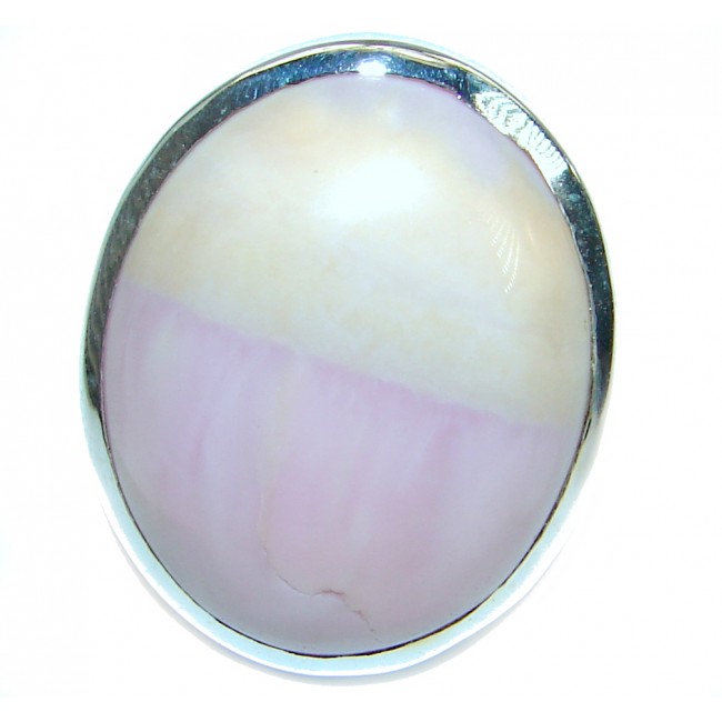 Authentic Pink Opal Sterling Silver handmade Ring s. 6 3/4