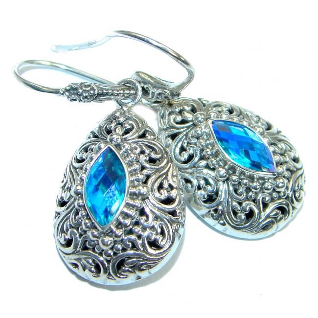 Amazing Aqua Topaz .925 Sterling Silver handmade earrings