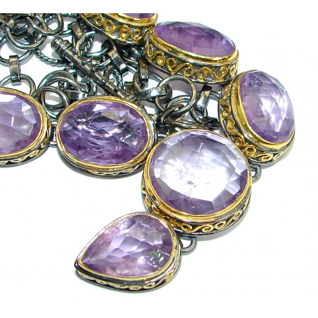 Great genuine Amethyst 18K Gold over .925 Sterling Silver handmade Necklace