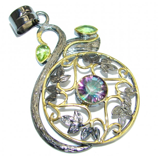 Magic quartz Gold Rhodium over .925 Sterling Silver handcrafted pendant