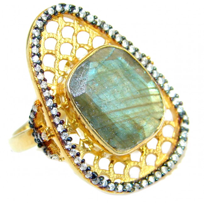 Passiom Fruit Natural 22.5 ct. Labradorite Gold over .925 Sterling Silver Ring s. 7