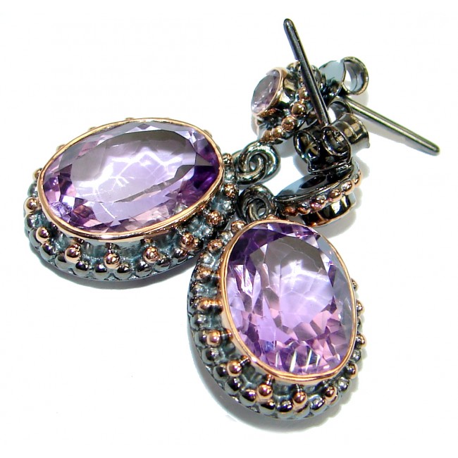 Perfect Amethyst 14K Gold over .925 Sterling Silver handmade earrings