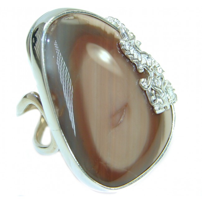 Genuine Imperial Jasper .925 Sterling Silver handcrafted ring s. 7 adjustable