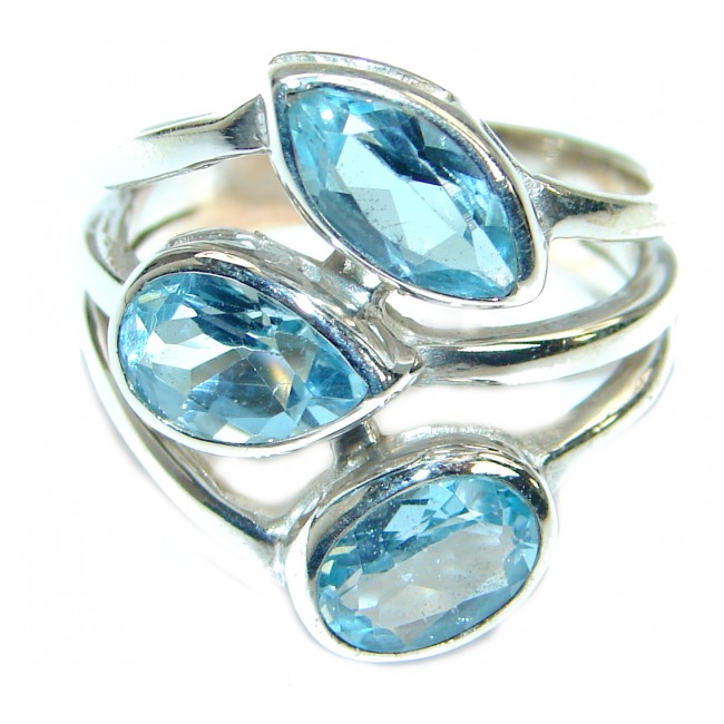 Energazing Swiss Blue Topaz .925 Sterling Silver handmade Ring size 9 3/4