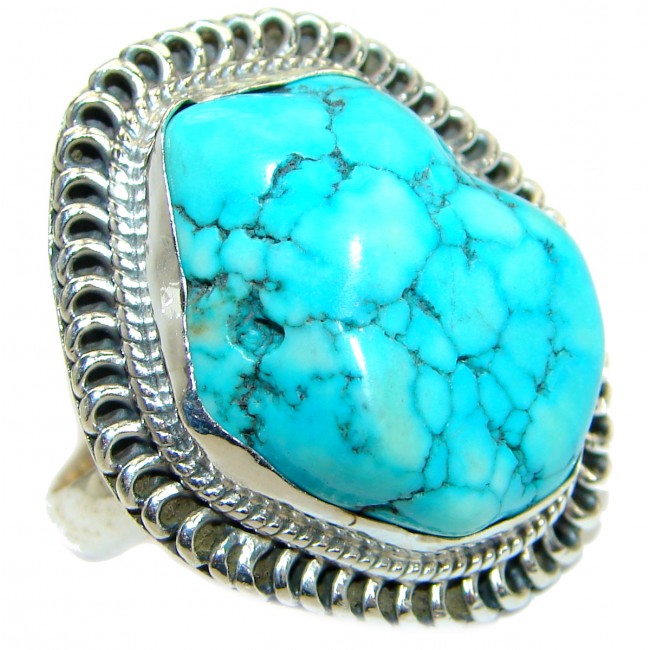 Genuine Turquoise .925 Sterling Silver handmade Ring s. 9