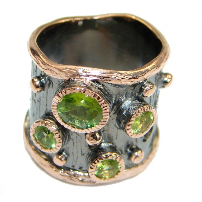 Energazing Peridot Gold Rhodium over .925 Sterling Silver Ring size 7
