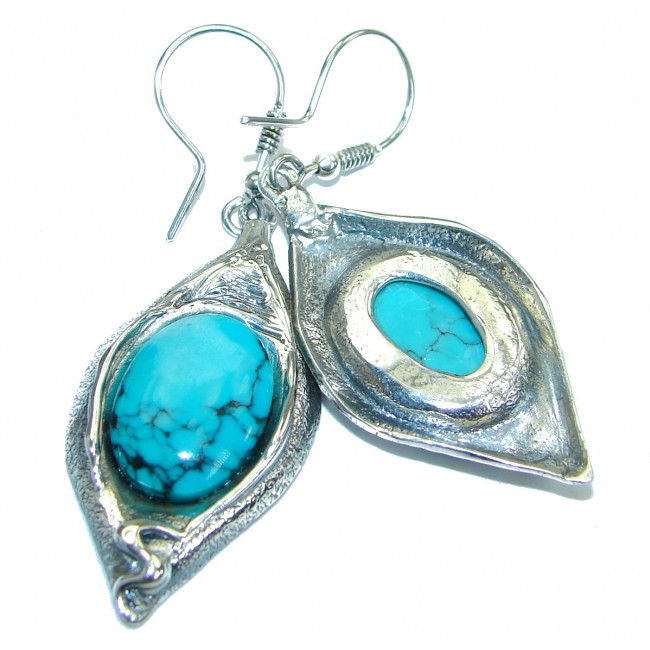 Genuine Turquoise .925 Sterling Silver handmade earrings