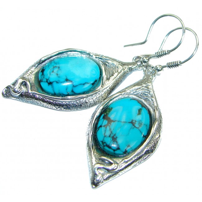 Genuine Turquoise .925 Sterling Silver handmade earrings