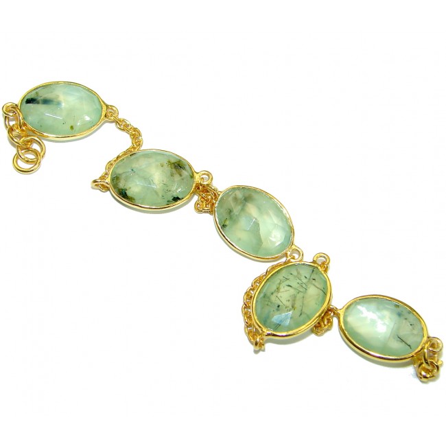 Green Ivy Moss Prehnite Gold over .925 Sterling Silver handcrafted Bracelet