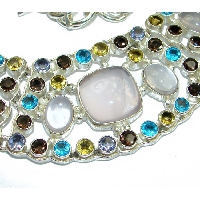 Genuine Argentinian Rose Quartz . 925 Sterling Silver handcrafted necklace