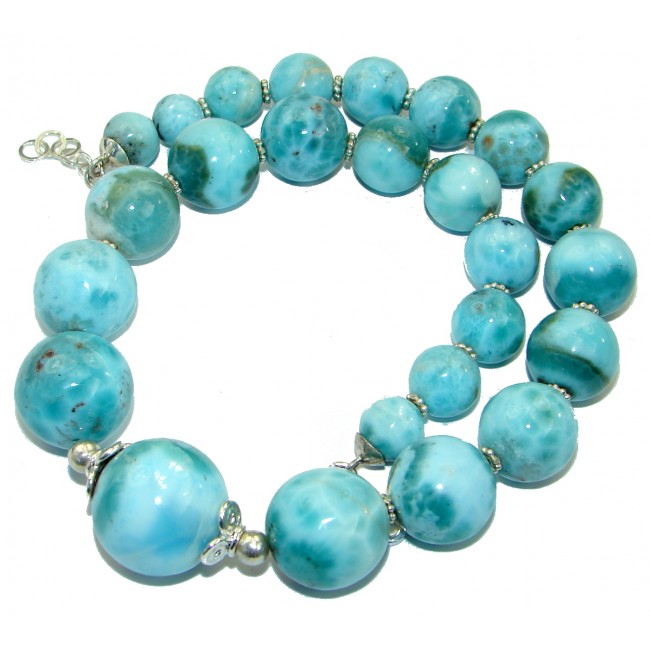 One of the kind Nature inspired Sublime Larimar .925 Sterling Silver handmade necklace