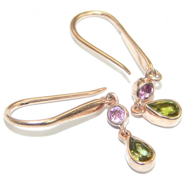 Impressive Tourmaline Gold plated over Sterling Silver handmade earrings