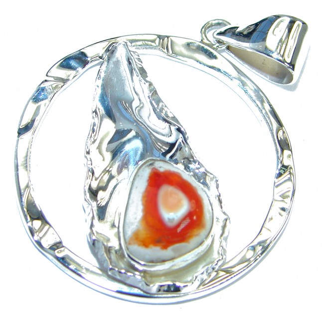 Mexican Fire Opal .925 Sterling Silver handmade Pendant