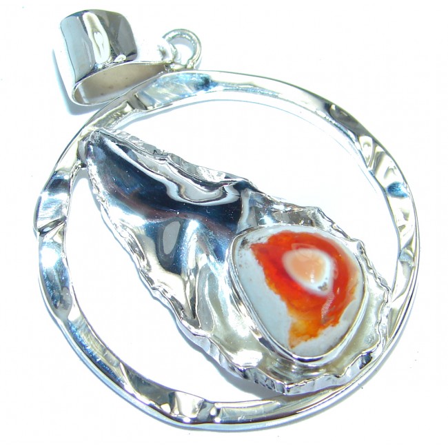 Mexican Fire Opal .925 Sterling Silver handmade Pendant