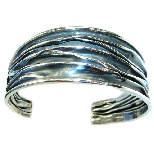 Ocean Waves handcrafted .925 Sterling Silver Bracelet / Cuff