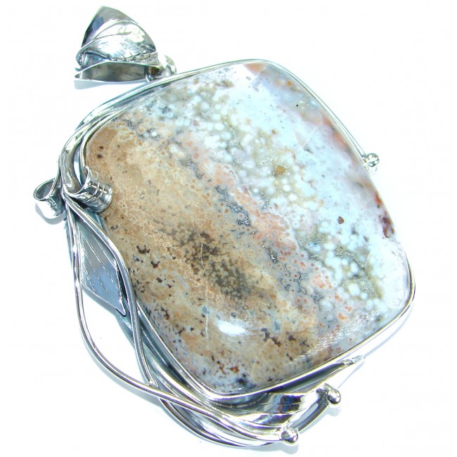 One of the kind Natural Ocean Jasper .925 Sterling Silver handmade Pendant