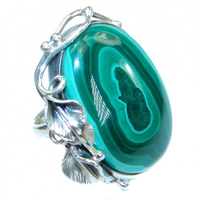 Sublime quality Malachite .925 Sterling Silver handcrafted ring size 7 adjustable