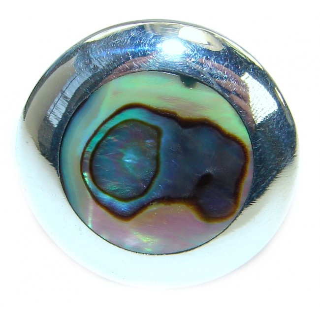 Authentic Rainbow Abalone Sterling Silver handmade Ring s. 5 1/2