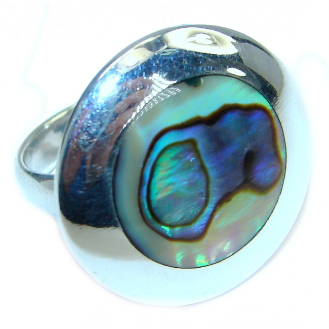 Authentic Rainbow Abalone Sterling Silver handmade Ring s. 5 1/2
