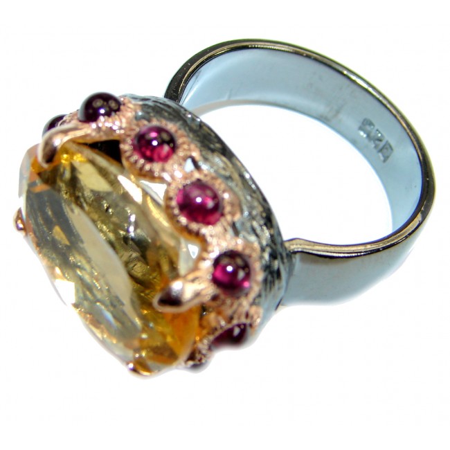 Genuine Citrine .925 Sterling Silver Cocktail Ring size 7