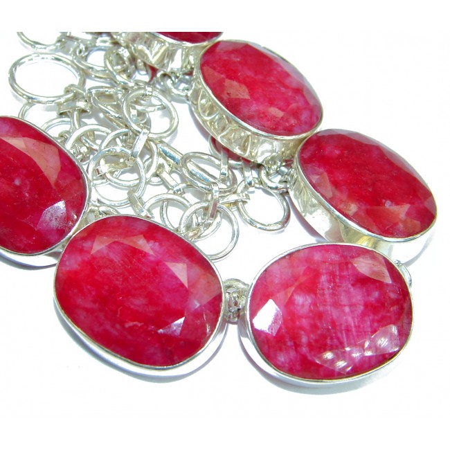 Ruby .925 Sterling Silver handmade Statement Necklace