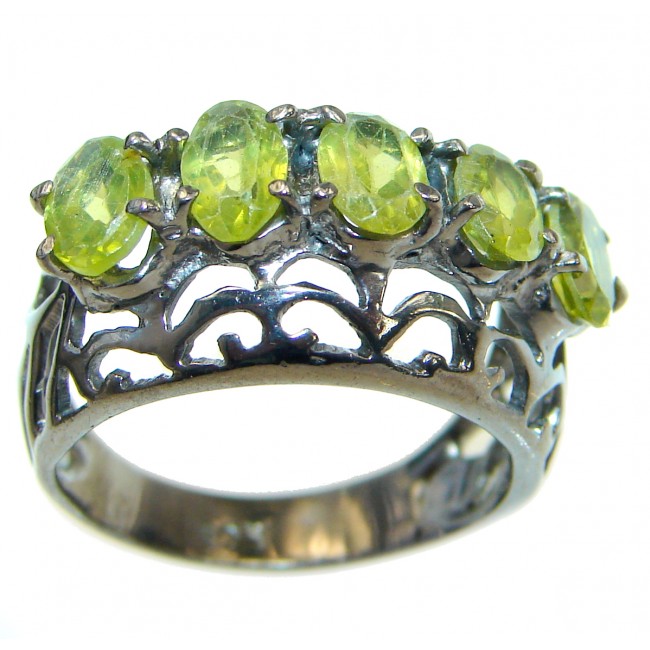 Energazing Peridot Rhodium over .925 Sterling Silver Ring size 6 1/4