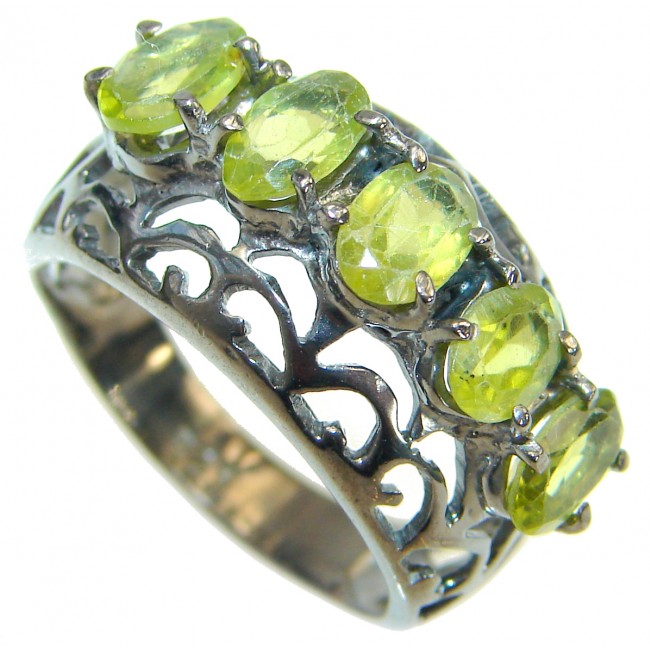 Energazing Peridot Rhodium over .925 Sterling Silver Ring size 6 1/4