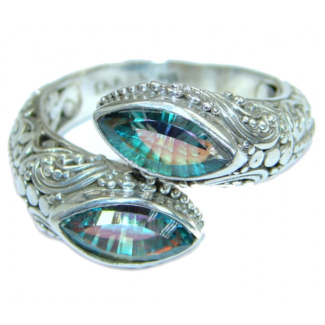 Bali Dream Aquamarine Topaz .925 Sterling Silver handmade Ring s. 12