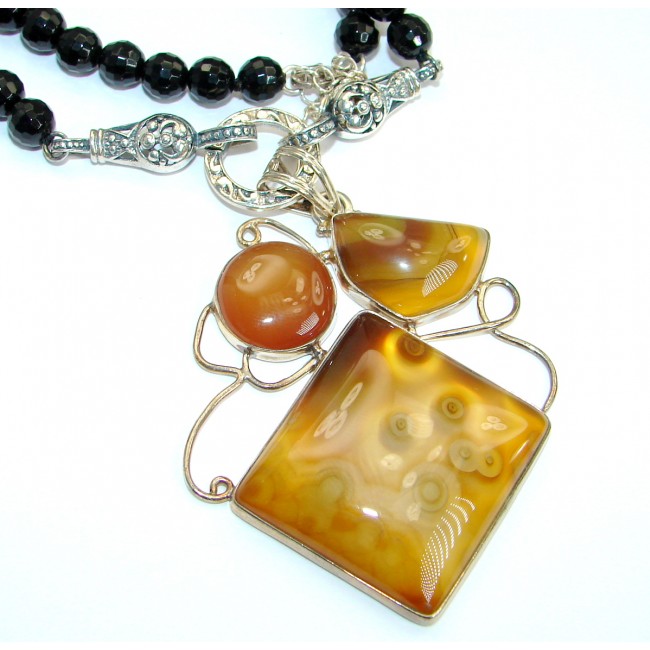 Fine Art Aura Of Beauty Natural Botswana Agate .925 Sterling Silver handmade necklace