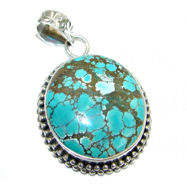 Vintage Style genuine Turquoise .925 Sterling Silver handmade Pendant