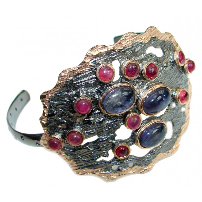 Huge Gift of Nature African Kyanite Ruby .928 Sterling Silver Bracelet/Cuff