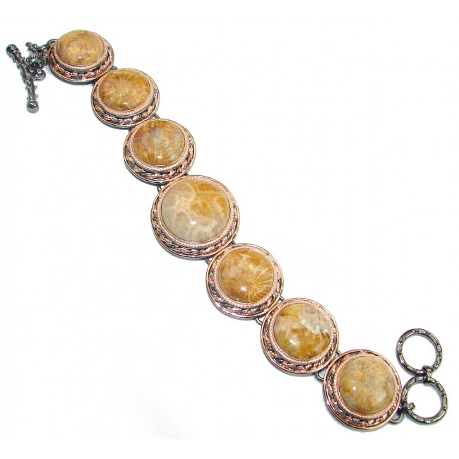Precious Fossilized Coral Gold over .925 Sterling Silver handcrafted Bracelet