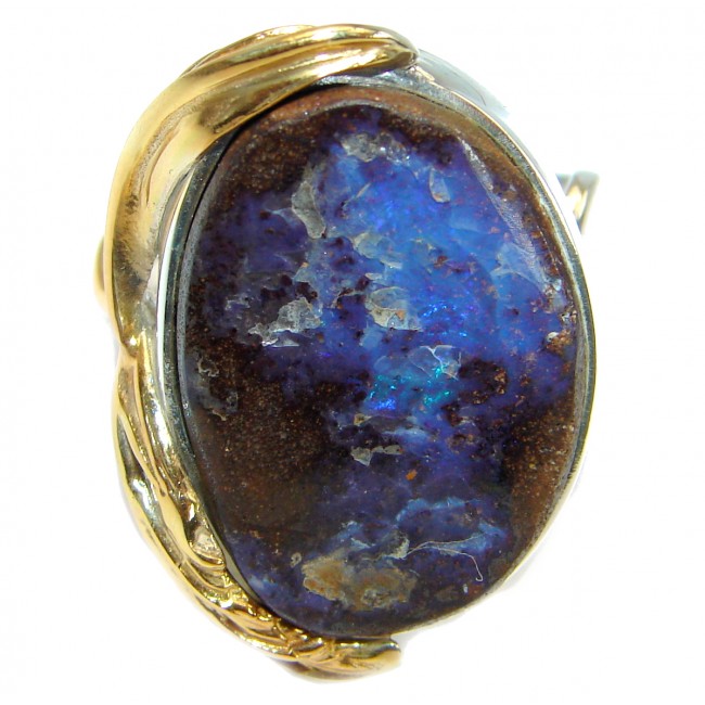 Great quality Boulder Opal .925 Sterling Silver hancrafted Ring s. 7 adjustable