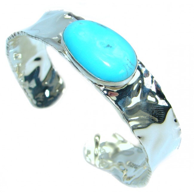 Boho Chic Genuine Sleeping Beauty Turquoise .925 Sterling Silver handmade Bracelet / Cuff