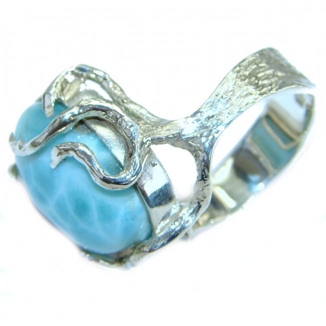 Genuine Larimar .925 Sterling Silver handcrafted ring size 9